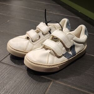 Veja Kids Cream Leather Sneakers with Gray Suede V